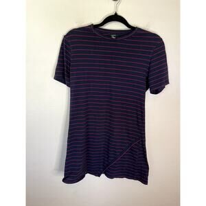 Forever 21 Womens Tshirt Dress Blue & Red Stripe Crewneck Size Small Knee Length